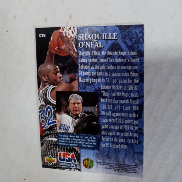 1994 UPPER DECK USA BASKETBALL CHALK TALK: SHAQUILLE O'NEAL #CT9 SHAQ HOLOGRAM - Picture 5 of 12
